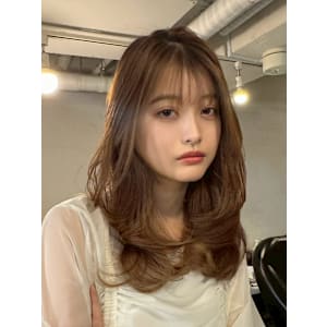 小顔バング/ひし形レイヤー/ワンカール/サマーベージュ