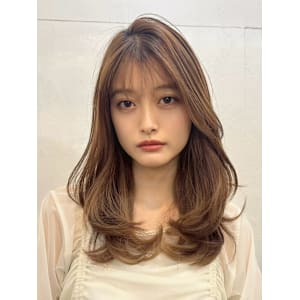 ひし形レイヤー/顔周りカット/ワンカール/サマーベージュ