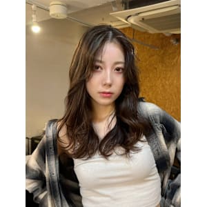 ウェーブ巻き/センター分け/外国人風