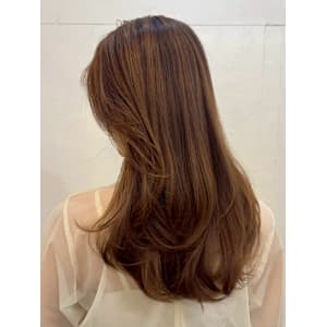 ひし形レイヤー/顔周りカット/ワンカール/サマーベージュ