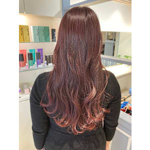 レッドブラウン深みカラーフェミニンロング赤羽美容室シェノン