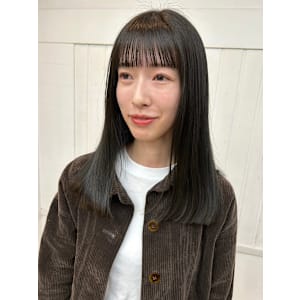 韓国シンプルストレートフルバング似合わせカットイメチェン