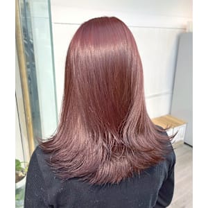 韓国レイヤー大人ミディレッドブラウン似合わせカットイメチェン