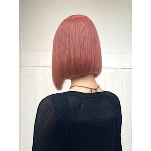 アッシュピンク韓国タッセルボブ髪質改善うる艶ストレート