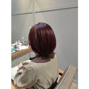 ワンレンボブ前下がりショート内巻きワンカール鎖骨ミディアム