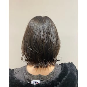 ミニウルフ/ウルフボブ/くすみブルー/くびれヘア