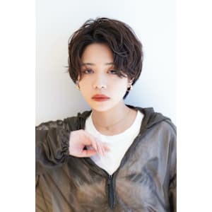 大人ショートボブ丸みショートカットマッシュショート前髪あり