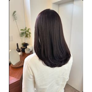 内巻きミディ×ベージュブラウン