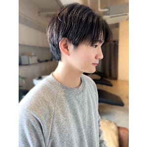 メンズショート ツーブロック マッシュ センターパート