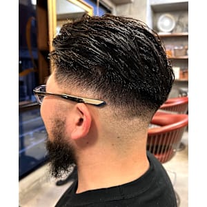 七三スタイル×フェードカット