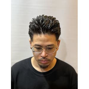 オールバックパーマ　<理容室>