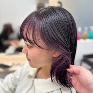 大人気！お顔まわりも華やか　ボブ×インナーカラー