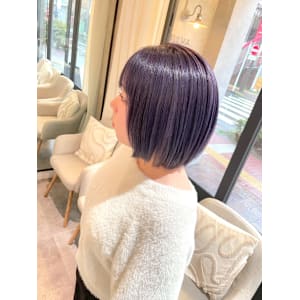 髪質改善/縮毛矯正/ブリーチ＆ダブルカラー/ラベンダー/ボブ