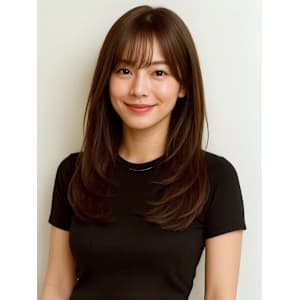 レイヤーカット 顔周りカット 艶髪 ブラウン 髪質改善カラー