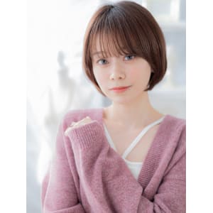 耳かけミルクティーピンク小顔ボブショート　くすみベージュ