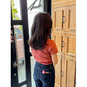 グレージュアッシュ×セミロング（白髪染め可）