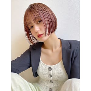 ボブ　ミニボブ　チェリーレッド　レイヤーカット　10代20代