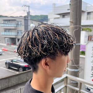 【波巻きパーマ×ハイライト】