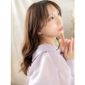 韓国風巻き透けバングこなれロングレイヤー　マロンベージュ