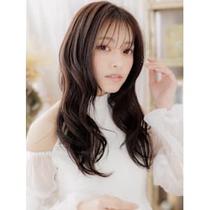 セミウェットシースルーバングレイヤーロング　韓国風巻き