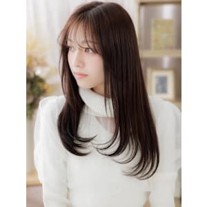 グレージュアッシュ艶髪ストレート小顔ロング　くすみベージュ