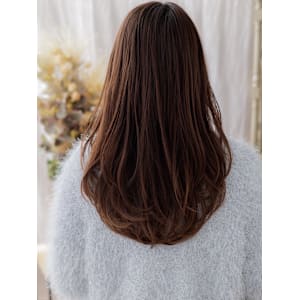 ミストバングチェリーブラウンデジタルパーマ　姫カットレイヤー