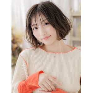 ゆるふわデジタルパーマくせ毛風エアリーボブ　細めハイライト