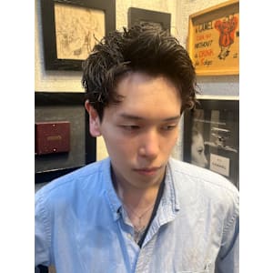 アップバング×パーマスタイル