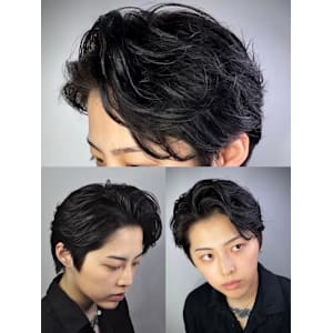 サイドパート×パーマ