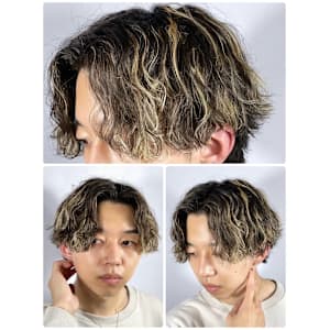 ナチュラルセンターパート×金メッシュ