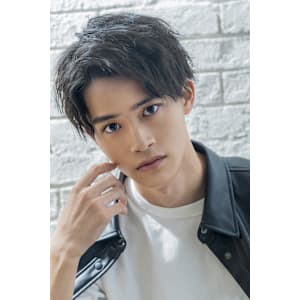 メンズショートアップバンググレーアッシュ