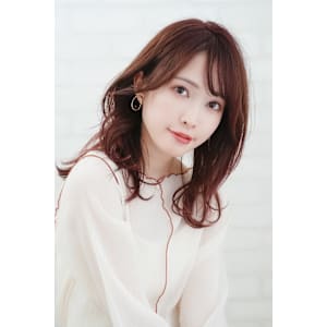 顔まわりカットセミロング×ピンクベリーベージュ