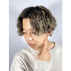 センターパート×メッシュ