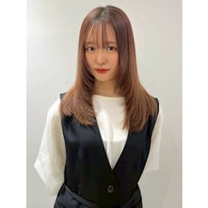 ミルクティーベージュ レイヤーカット シースルーバング