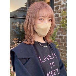 顔まわりレイヤー/ピンクベージュ