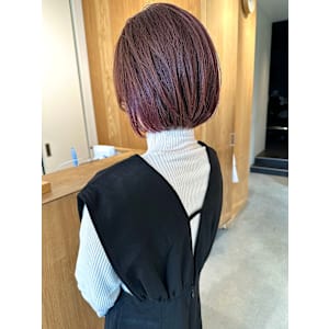 ボブ/ピンクカラー/暖色カラー/カシスカラー/千葉