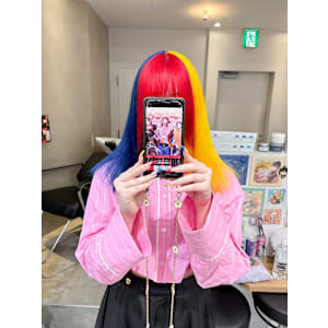 BusterBrosブルーレッドイエローカラーワンホンヘア