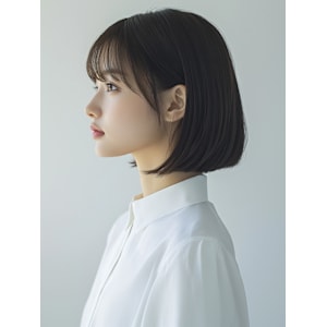 耳掛けボブ　フェイスレイヤー　ツヤ感ボブ　似合わせカット