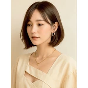 ナチュラルボブ 前髪なし アッシュベージュ ショートボブ