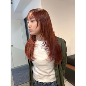 レイヤーカット/レッド/オレンジ/ブリーチなしカラー