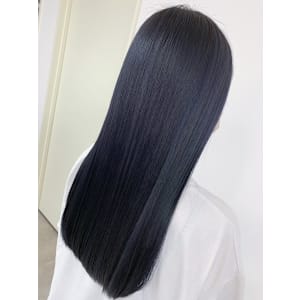 透け感ブルーブラック×美髪ストレート✨色落ちまで可愛い◎