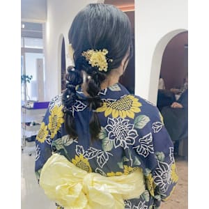 【hinari】#浴衣スタイル #編みおろしヘアアレンジ