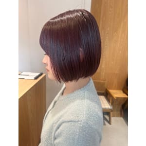 ボブ×ピンクブラウン/暖色カラー/ワンカラー