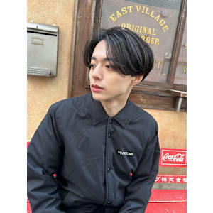 髪質改善センターパートアッシュブラック*Zina