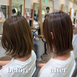白髪ぼかし細めハイライト30代40代50代セミディ