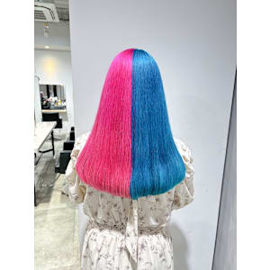 ピンク水色ツートンカラーハイトーンカラー