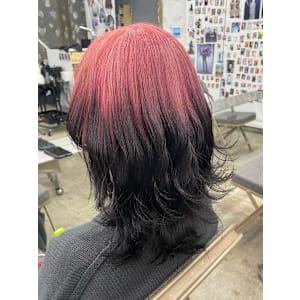 ピンク ブラック ルーツカラー グラデーション イメチェン