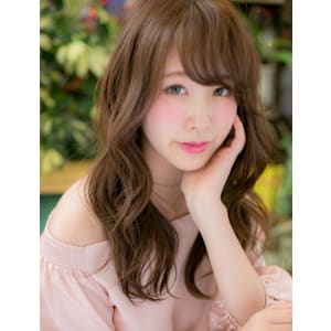 極上☆斜めバングで小顔見せ♪フラワ-ウェ-ブ　韓国風巻き