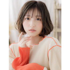 ゆるふわデジタルパーマくせ毛風エアリーボブ　細めハイライト