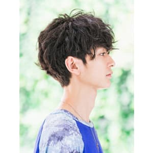 ラフウェーブマッシュ＃グランジサイドパートツーブロック